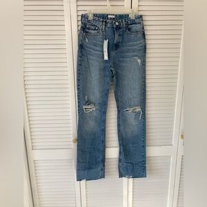 River Island Stove Pipe Straight Women's Blue Distressed Jeans NWT 10L